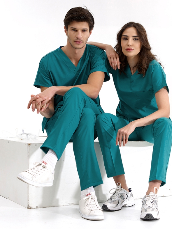Light Petrol Green Dr. Greys Doctor Nurse Medical Scrubs Set Luxury Lycra Fabric