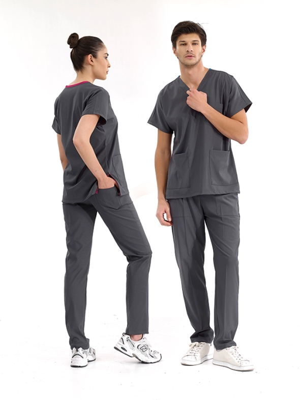 Charcoal Gray Dr. Greys Doctor Nurse Medical Scrubs Set Luxury Lycra Fabric