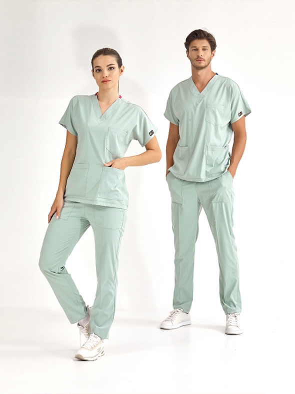 Mint Green Dr. Greys Doctor Nurse Medical Scrubs Set Luxury Lycra Fabric