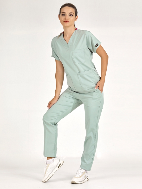 Mint Green Dr. Greys Doctor Nurse Medical Scrubs Set Luxury Lycra Fabric