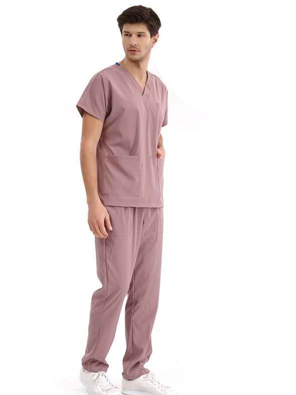 Gül Kurusu Dr. Greys Doktor Hemşire Medikal Scrubs Takım Lüks Likralı Kumaş