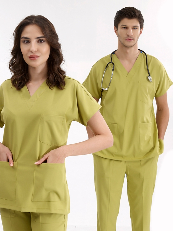 Pistaziengrün Dr. Greys Medizinischer Scrubs Set für Ärzte und Pflege Luxus Lycra-Stoff
