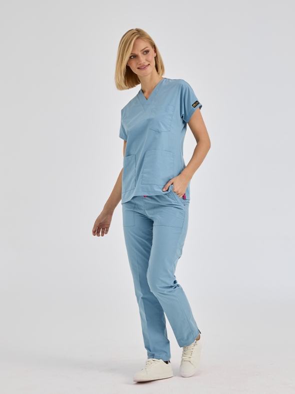 Rauchgrau Dr. Greys Medizinischer Scrubs Set für Ärzte und Pflege Polyester-Baumwoll-Mischgewebe