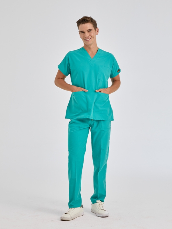 Benetton Yeşili Dr. Greys Doktor Hemşire Medikal Scrubs Takım Terikoton Kumaş
