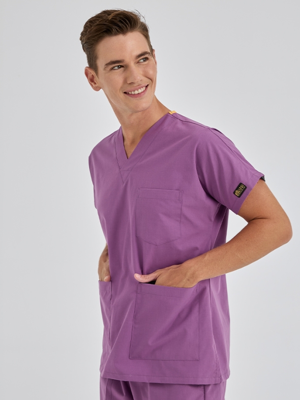 Lila Dr. Greys Medizinischer Scrubs Set für Ärzte und Pflege Polyester-Baumwoll-Mischgewebe