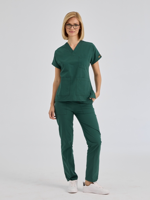 Avcı Yeşili Dr. Greys Doktor Hemşire Medikal Scrubs Takım Terikoton Kumaş