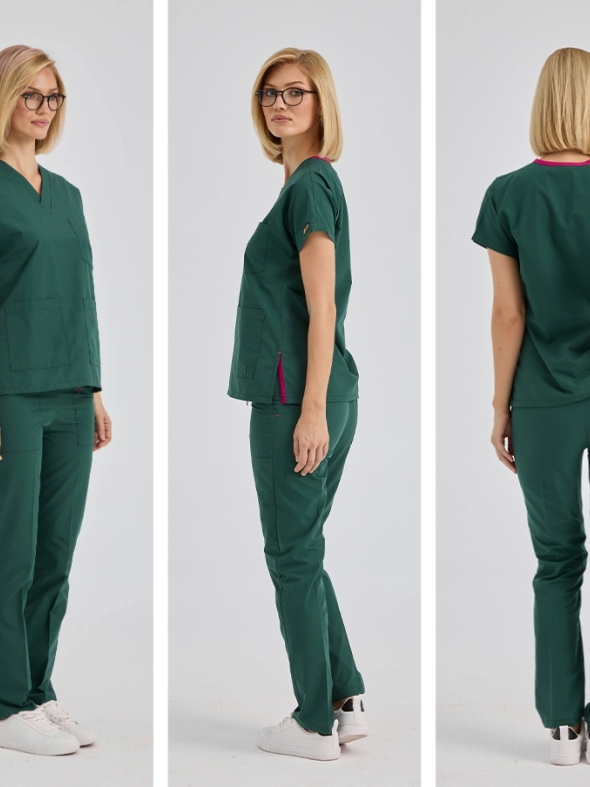 Hunter Green Dr. Greys Doctor Nurse Medical Scrubs Set Poly‑cotton blend fabric