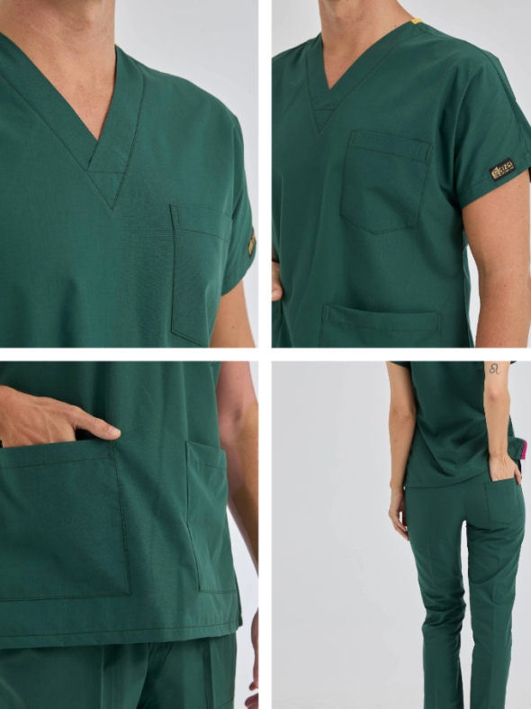 Hunter Green Dr. Greys Doctor Nurse Medical Scrubs Set Poly‑cotton blend fabric