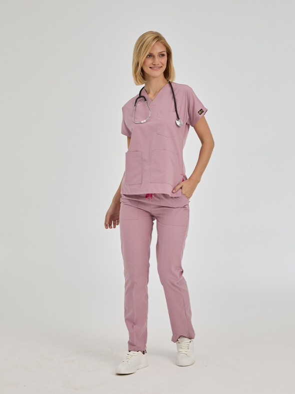 Altrosa Dr. Greys Medizinischer Scrubs Set für Ärzte und Pflege Polyester-Baumwoll-Mischgewebe