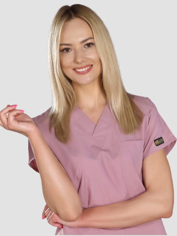 Gül Kurusu Dr. Greys Doktor Hemşire Medikal Scrubs Takım Terikoton Kumaş