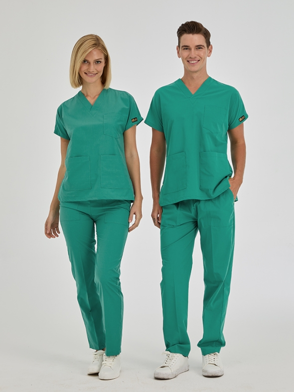 OP-Grün Dr. Greys Medizinischer Scrubs Set für Ärzte und Pflege Polyester-Baumwoll-Mischgewebe