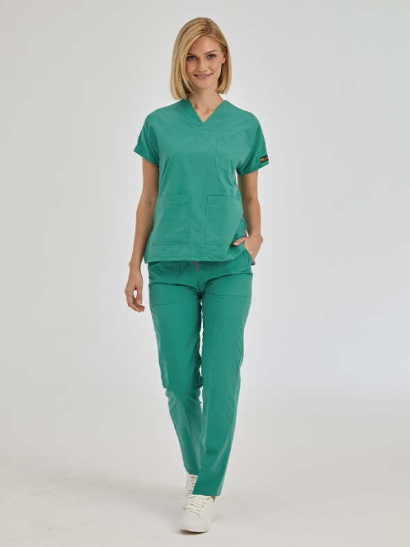 OP-Grün Dr. Greys Medizinischer Scrubs Set für Ärzte und Pflege Polyester-Baumwoll-Mischgewebe