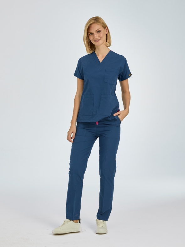 Petrol Blue Dr. Greys Doctor Nurse Medical Scrubs Set Poly‑cotton blend fabric