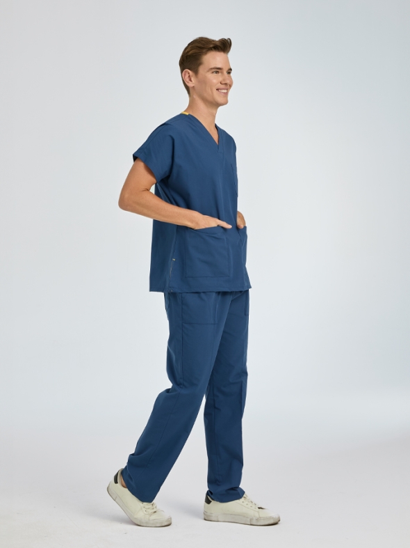 Petrol Blue Dr. Greys Doctor Nurse Medical Scrubs Set Poly‑cotton blend fabric