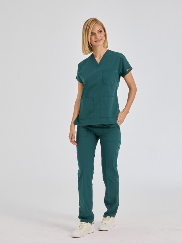 Petrolgrün Dr. Greys Medizinischer Scrubs Set für Ärzte und Pflege Polyester-Baumwoll-Mischgewebe