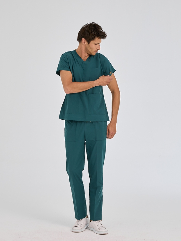 Petrol Green Dr. Greys Doctor Nurse Medical Scrubs Set Poly‑cotton blend fabric