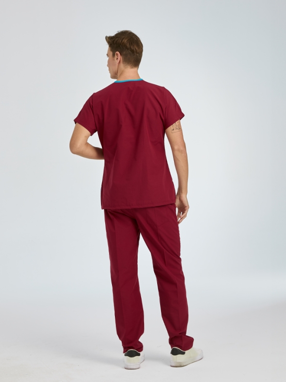 Bordo Dr. Greys Doktor Hemşire Medikal Scrubs Takım Terikoton Kumaş