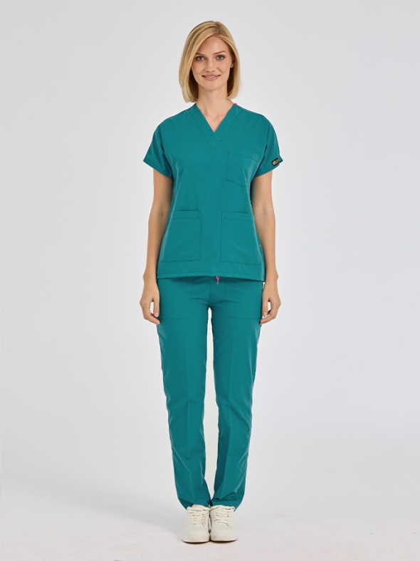 Helles Petrolgrün Dr. Greys Medizinischer Scrubs Set für Ärzte und Pflege Polyester-Baumwoll-Mischgewebe