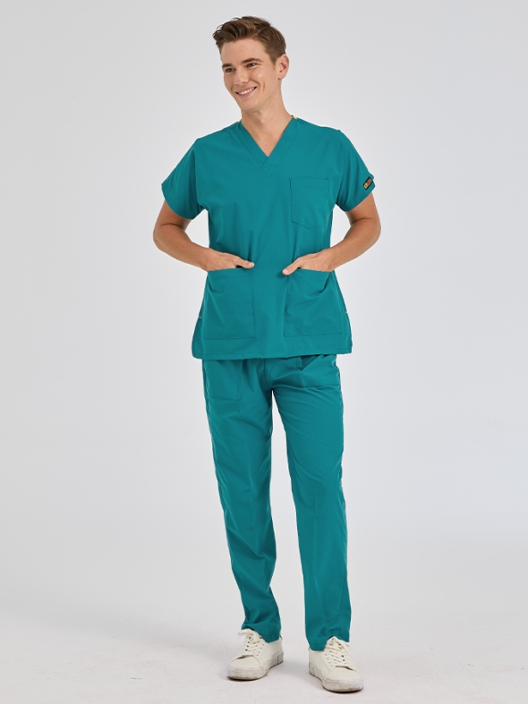 Light Petrol Green Dr. Greys Doctor Nurse Medical Scrubs Set Poly‑cotton blend fabric