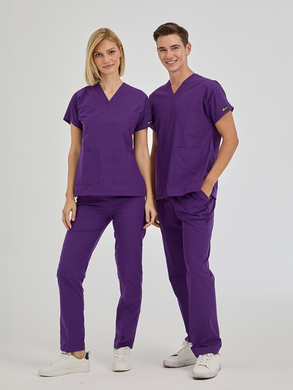 Special Purple Dr. Greys Doctor Nurse Medical Scrubs Set Poly‑cotton blend fabric
