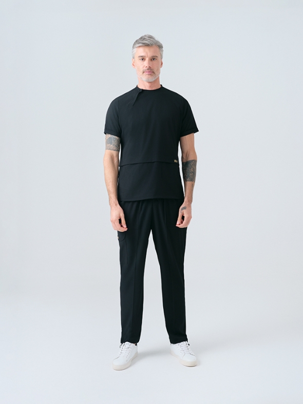 Siyah Zero Doktor Hemşire Medikal Scrubs Takım Best Likralı Kumaş