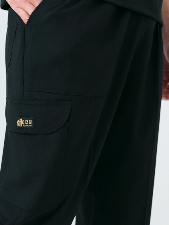 Siyah Zero Doktor Hemşire Medikal Scrubs Takım Best Likralı Kumaş