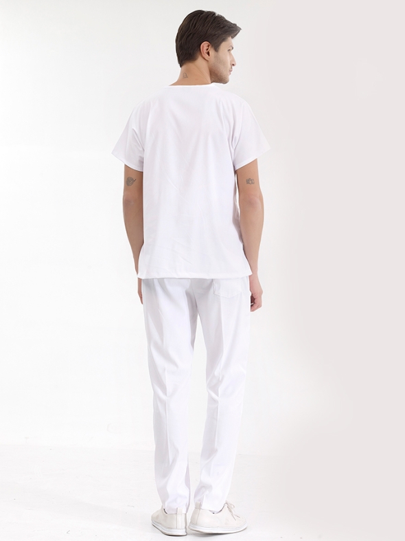 Weiß Dr. Greys Medizinischer Scrubs Set für Ärzte und Pflege Luxus Lycra-Stoff