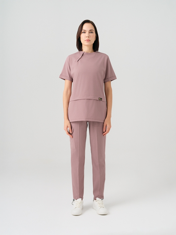 Dusty Rose Zero Doctor Nurse Medical Scrubs Set Best Lycra Fabric