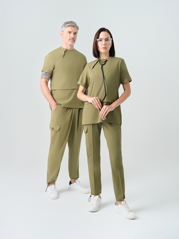 Khaki Zero Medizinischer Scrubs Set für Ärzte und Pflege Bester Lycra-Stoff