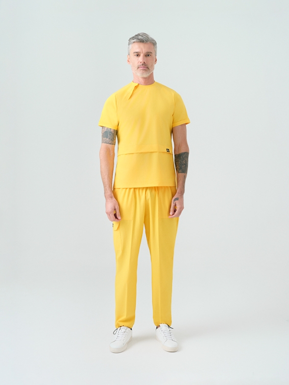 Sarı Zero Doktor Hemşire Medikal Scrubs Takım Best Likralı Kumaş