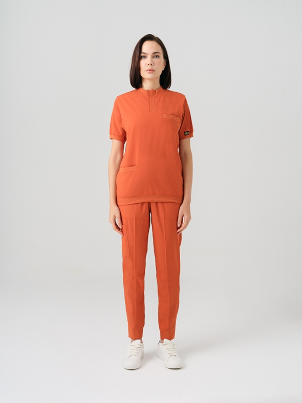 Kiremit Star Doktor Hemşire Medikal Scrubs Takım Best Likralı Kumaş