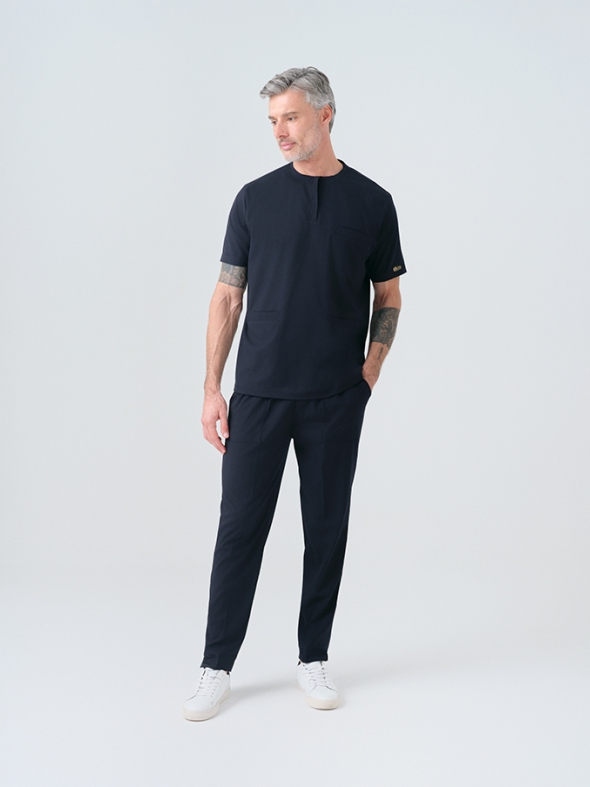 Lacivert Cool Doktor Hemşire Medikal Scrubs Takım Best Likralı Kumaş