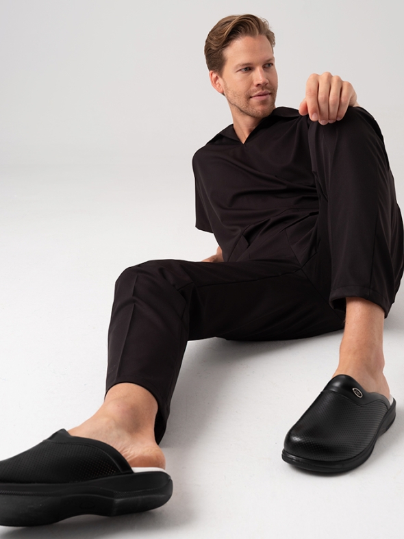 Siyah Erkek Doktor Hemşire Medikal Klasik Delikli Sabo Terlik