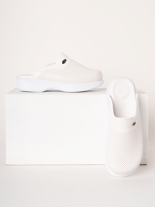 White Women's Doctor Nurse Medical Classic Perforated Clogs