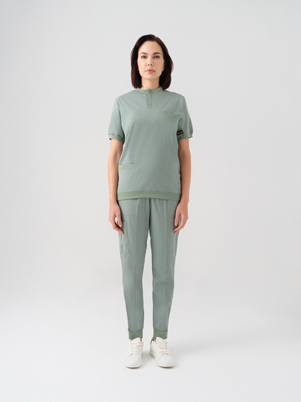 Mint Yeşili Star Doktor Hemşire Medikal Scrubs Takım Best Likralı Kumaş