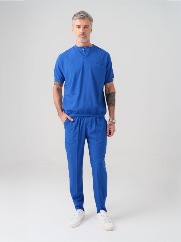 Saks Mavisi Star Doktor Hemşire Medikal Scrubs Takım Best Likralı Kumaş