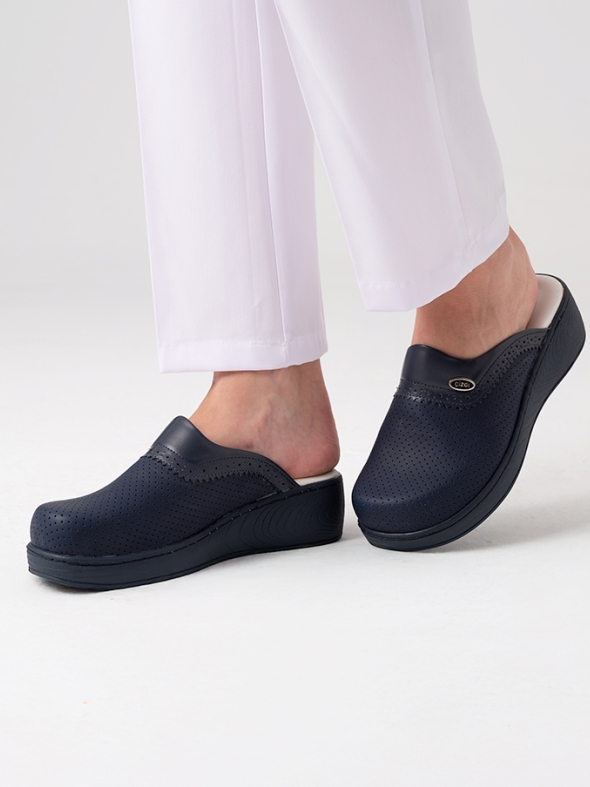 Navy Blue Women's Doctor Nurse Medical Plus Prestige Patterned Clogs