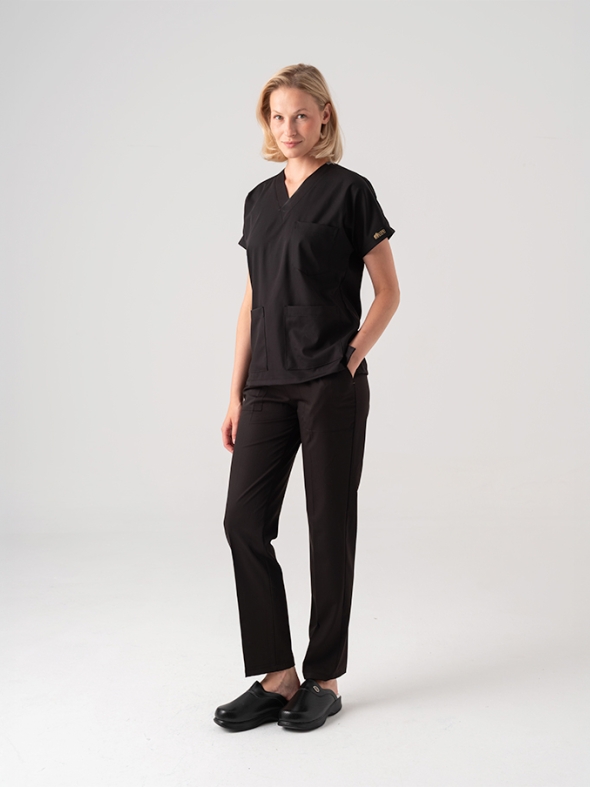 Siyah Dr. Greys Doktor Hemşire Medikal Scrubs Takım Best Likralı Kumaş