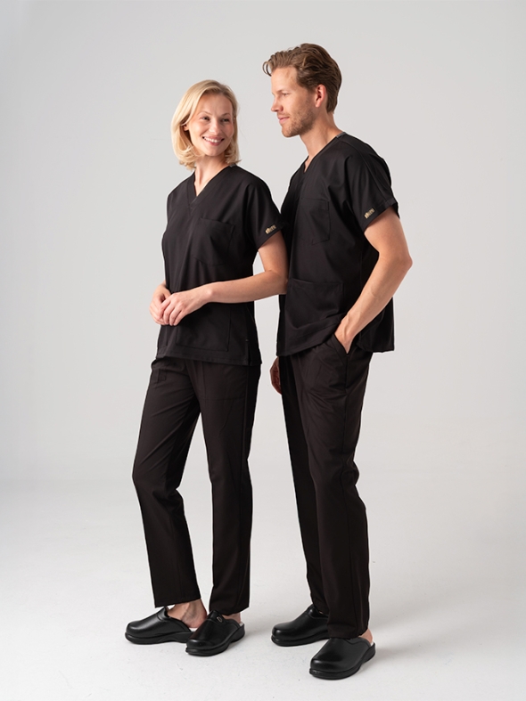 Siyah Dr. Greys Doktor Hemşire Medikal Scrubs Takım Best Likralı Kumaş