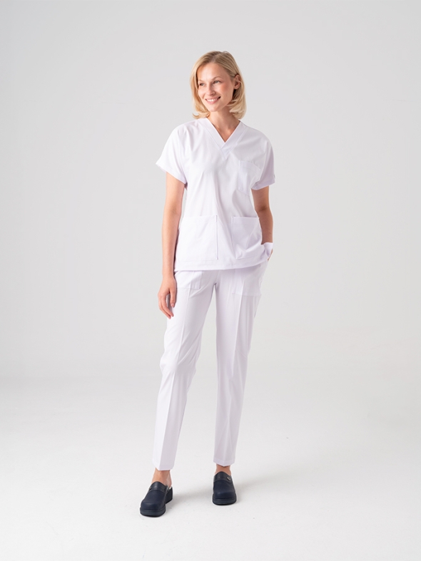 White Dr. Greys Doctor Nurse Medical Scrubs Set Best Lycra Fabric