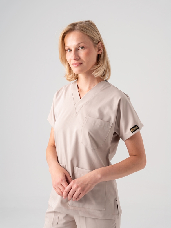 Krem Dr. Greys Doktor Hemşire Medikal Scrubs Takım Best Likralı Kumaş