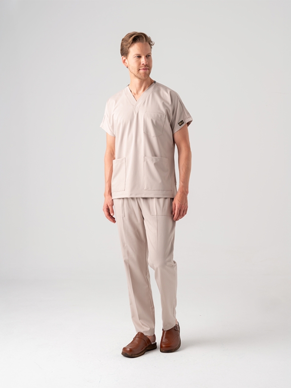 Cream Dr. Greys Doctor Nurse Medical Scrubs Set Best Lycra Fabric