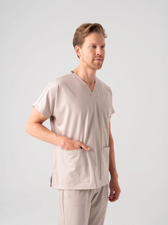 Krem Dr. Greys Doktor Hemşire Medikal Scrubs Takım Best Likralı Kumaş