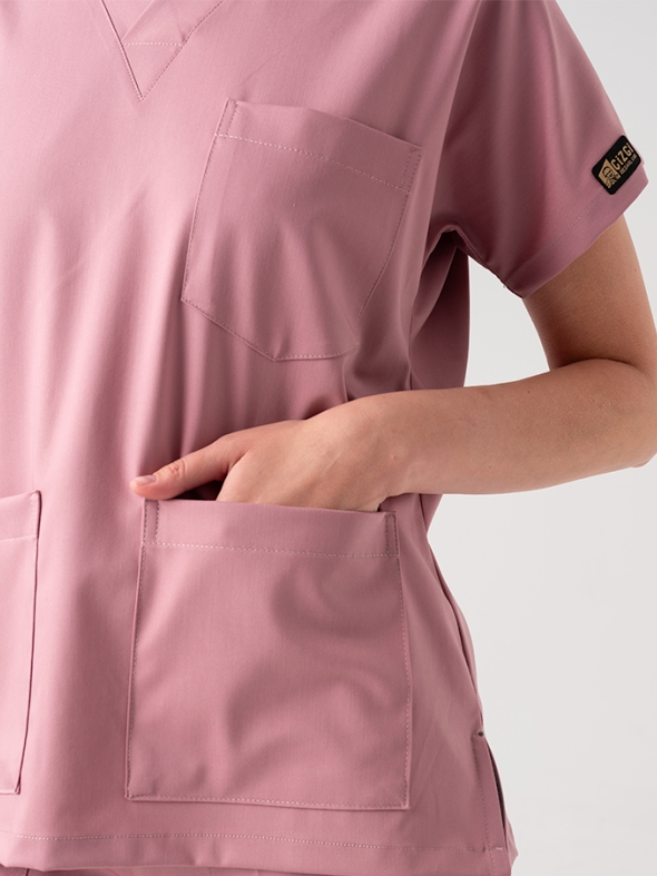 Dusty Rose Dr. Greys Doctor Nurse Medical Scrubs Set Best Lycra Fabric
