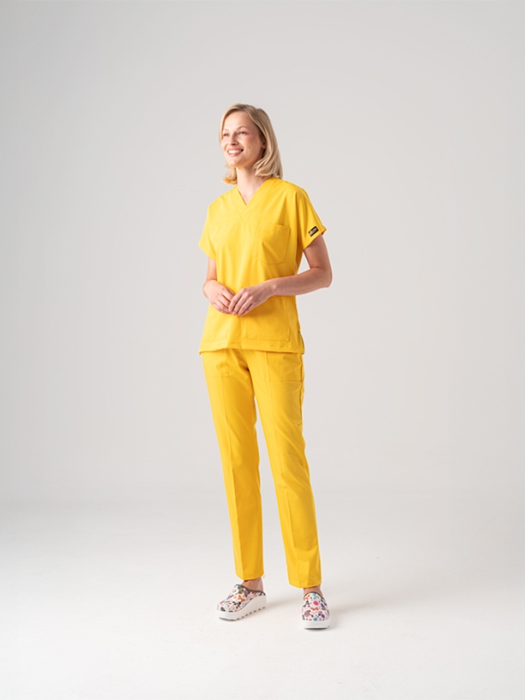 Yellow Dr. Greys Doctor Nurse Medical Scrubs Set Best Lycra Fabric