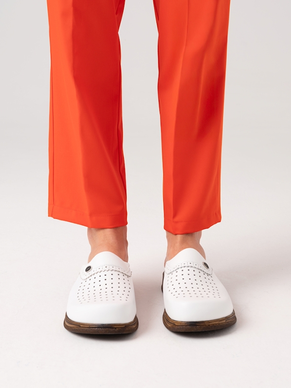 White Men's Doctor Nurse Medical Gold Fit Genuine Leather Clogs