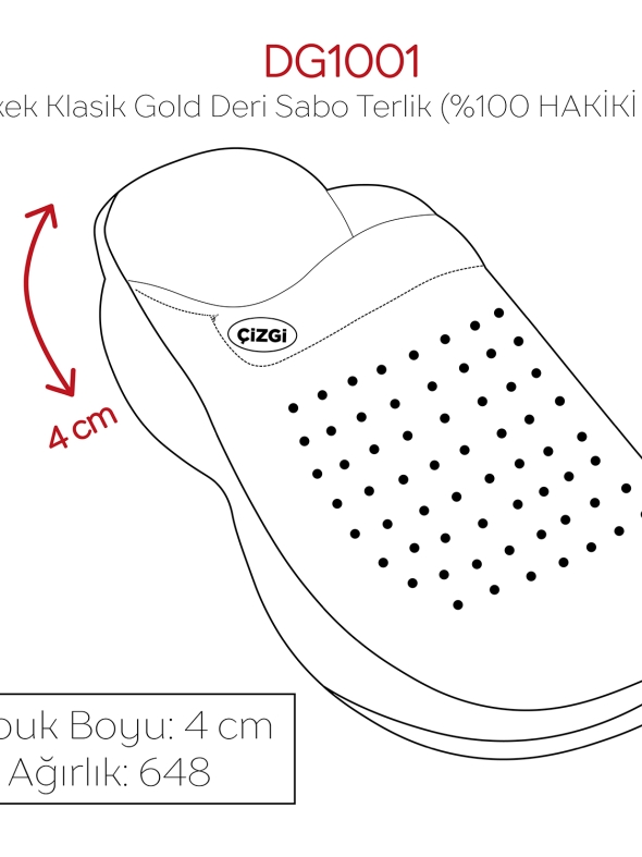 Gri Erkek Doktor Hemşire Medikal Gold Fit Hakiki Deri Sabo Terlik