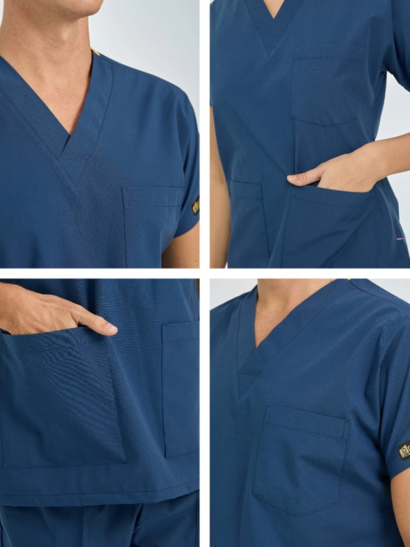 Petrol Blue Dr. Greys Doctor Nurse Medical Scrubs Set Poly‑cotton blend fabric