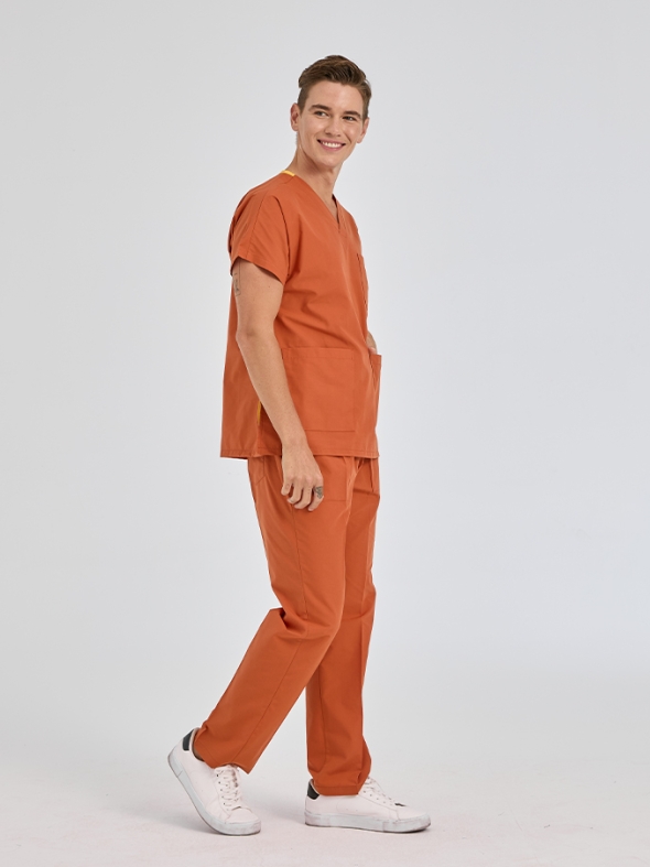 Ziegelrot Dr. Greys Medizinischer Scrubs Set für Ärzte und Pflege Polyester-Baumwoll-Mischgewebe