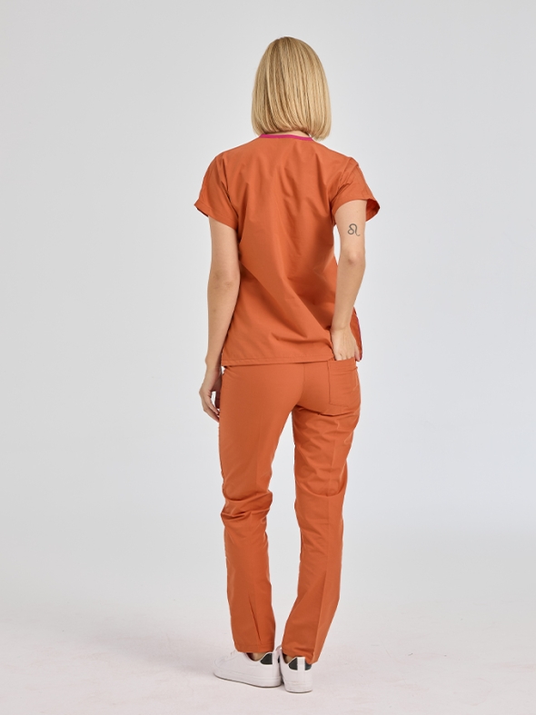 Ziegelrot Dr. Greys Medizinischer Scrubs Set für Ärzte und Pflege Polyester-Baumwoll-Mischgewebe